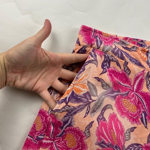 Old Navy Peach Pink Floral Lightweight Wide Leg Playa Pant L - Picture 3 of 7
